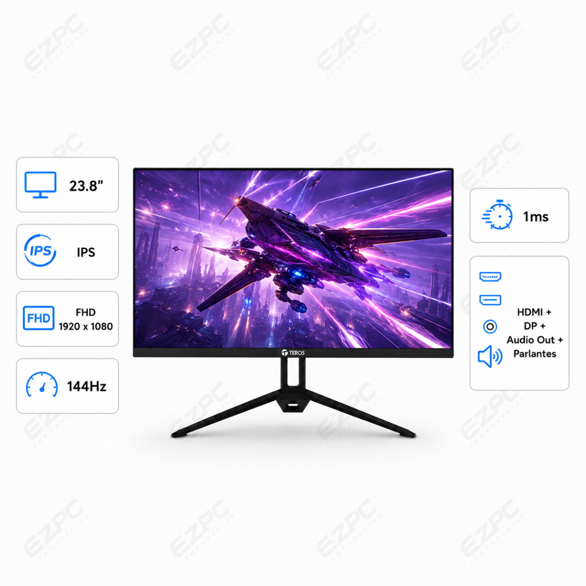 Monitor Teros 24″ IPS, FHD, 144Hz, 1ms, FreeSync