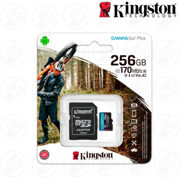 MEMORIA FLASH MICROSDXC KINGSTON CANVAS GO! PLUS 256GB CON ADAPTADOR SD