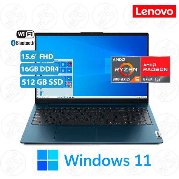 LAPTOP LENOVO 15.6 IDEAPAD 5 RYZEN 5 5500U 16GB DDR4-3200 512G M.2 (82LN00ALLM)