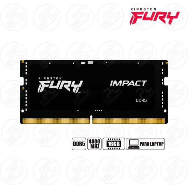 MEMORIA 16GB DDR5 KINGSTON FURY IMPACT SODIMM BUS 4800MHz (KF548S38IB-16)