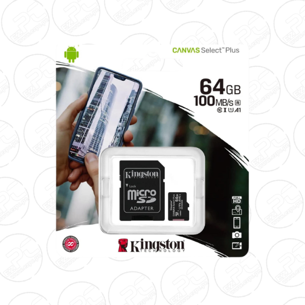 Kingston Canvas Select Plus MicroSDXC UHS-I 64GB Clase 10 + Adaptador SD (SDCS2/64GB)